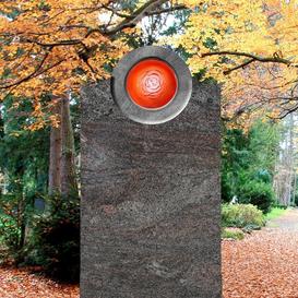 Familiengrabstein Naturstein mit Glas Rose - Querida