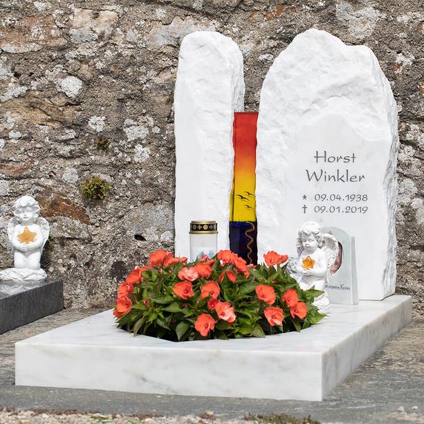 Zweiteiliger Grabstein Kindergrab mit Glas - Majestroso