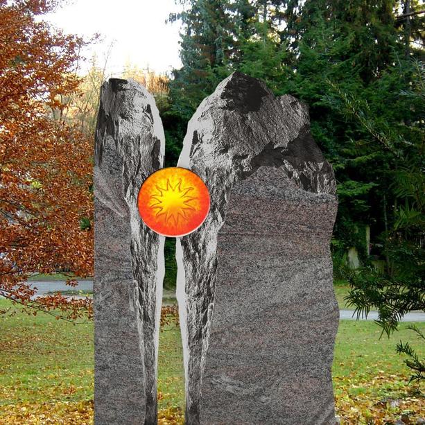 Grabstein Urnengrab zweiteilig mit Sonne - Majestroso