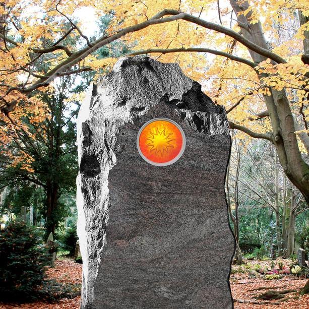 Grabstein Familiengrab mit Glaseinsatz Sonne - Polaris