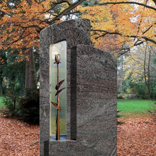 Romantisches Grabdenkmal mit Bronze Rose - Vincenzo