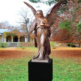 Dunkler Grabstein mit Bronze Engel - Silencia