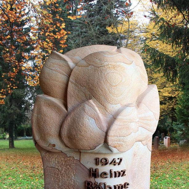 Stele Urnengrab mit Knospe Sandstein - Zora