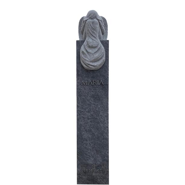 Grabstein Säule Granit mit Engel Figur - Leonie