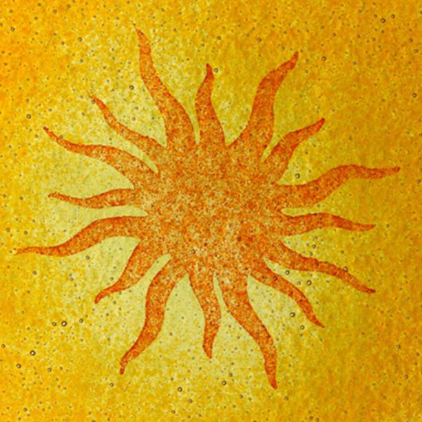 Einzigartiges Sonnenglas Element für Grabsteine in Gelb - Glasornament R-4