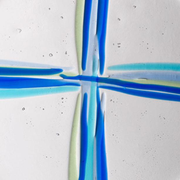Grabstein Glas Schmuck kreisförmig mit Kreuz - Glasornament R-11