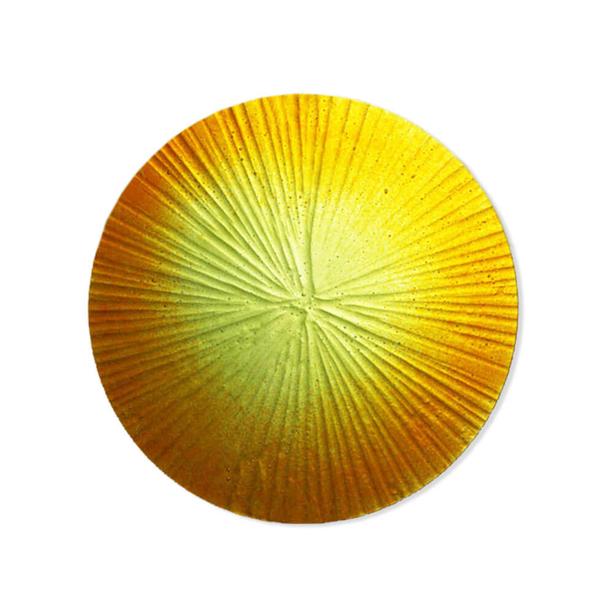 Kreisförmiges Reliefglas für Grabsteine in Gelb - Glasornament R-25