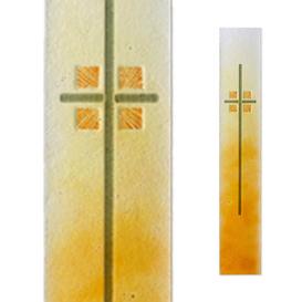 Kunstvolles Grabstein Glasdekor mit Kreuz - Glasstele S-7