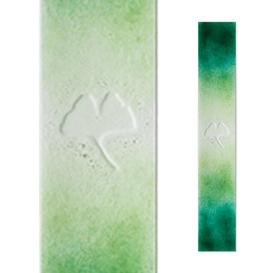 Grabmal Glas Verzierung in Grn mit Ginkgo - Glasstele S-23