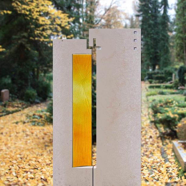 Relief Glasstele in Gelb für Grabdenkmal  - Glasstele S-27