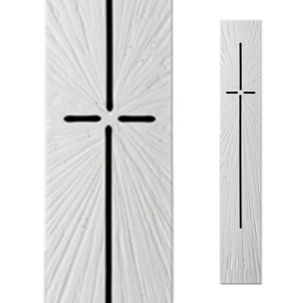 Einzigartige Glasplatte für Grabmale in Weiß mit Kreuz - Glasstele S-33