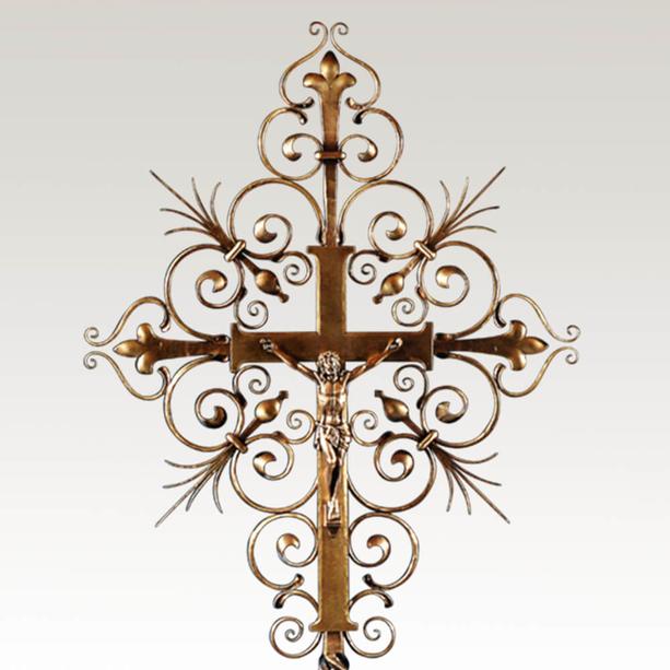 Klassisches Grabkreuz aus Schmiedebronze mit Christus - Agato
