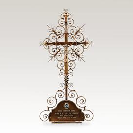 Klassisches Grabkreuz aus Schmiedebronze mit Christus -...