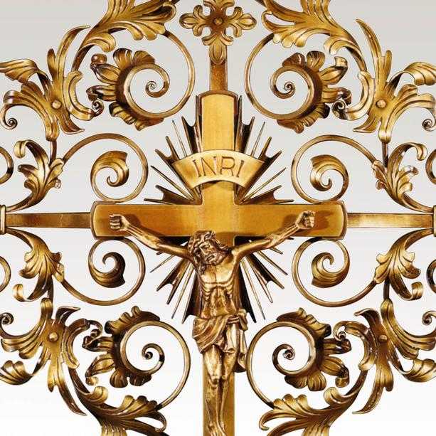 Grabkreuz klassisch aus Metall mit Jesus Figur kaufen - Cajos
