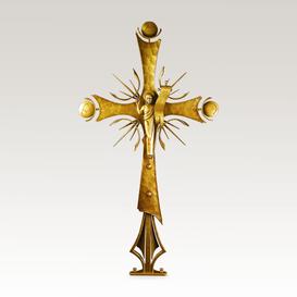 Klassisches Bronze Grabkreuz mit Heiligenfigur kaufen -...