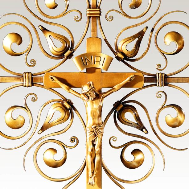 Exklusives Grabkreuz aus Metall mit Jesus Christus - Saviano
