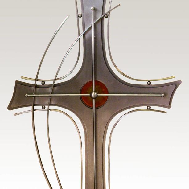 Modernes Grabkreuz aus Edelstahl mit Glaseinsatz - Pelagio