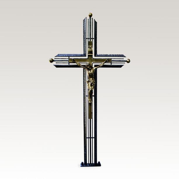 Schmiedeeisernes Grabkreuz mit Heiligenfigur - Largus