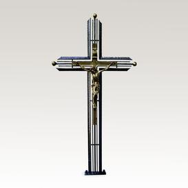 Schmiedeeisernes Grabkreuz mit Heiligenfigur - Largus