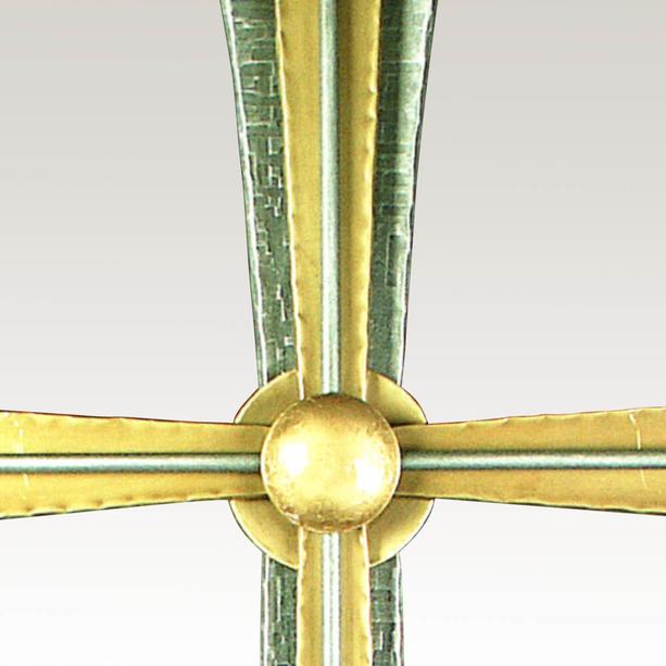 Modernes Schmiedeeisen Grabkreuz mit Bronze - Leatus