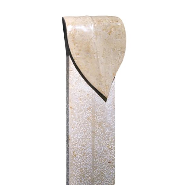 Moderner Naturgrabstein vom Bildhauer mit Blatt - Millet