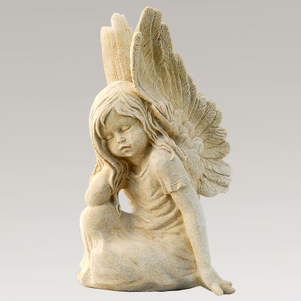 Schne Mdchen Engelfigur aus Steinguss - Clarina / Sand