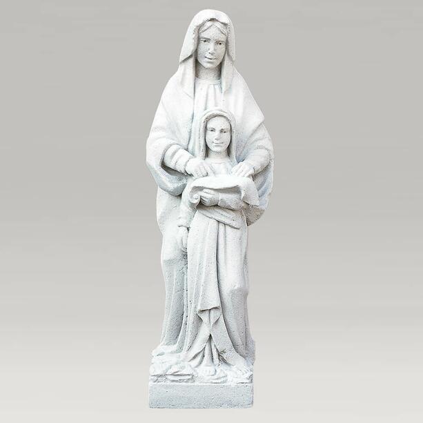 Steinguss Maria mit Kind Skulptur fr ein Grab - Madonna Alina / Portland Wei