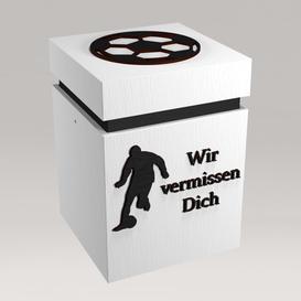 Besondere Urne aus Holz fr Fuballfans wei mit...