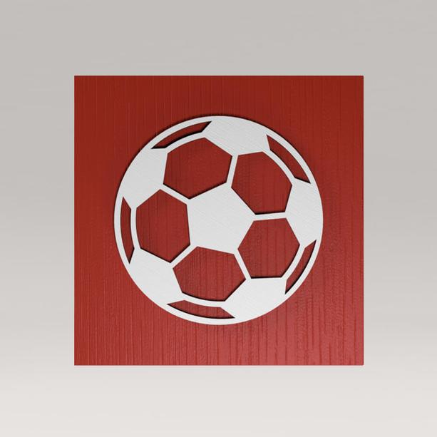 Urne mit Fußball Bild aus Holz im eckigen Design - rot - Fußball Nono