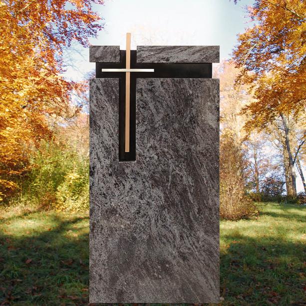 Grabstein aus Granit Orion mit Bronze Kreuz vom Steinmetz - Kaleko