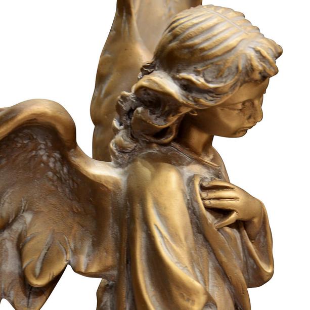 Modernes Einzelgrab Grabmal aus Granit mit Engel Bronzefigur - Vasco