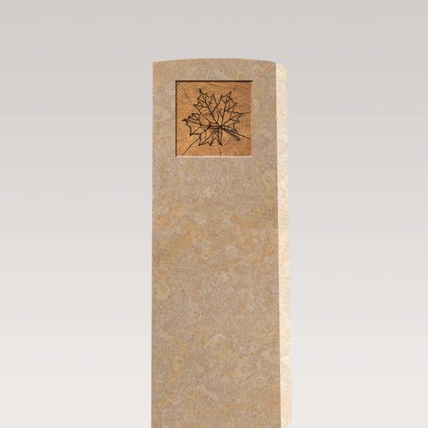 Modernes Urnengrabmal in Kalkstein mit Blatt Ornament - Circulum Ligno
