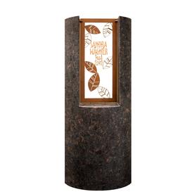 Modernes Granit Urnengrabmal mit floralem Bronzeornament...