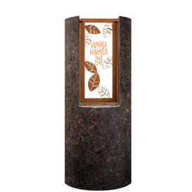 Modernes Granit Einzelgrabmal mit floralem Bronzeornament...