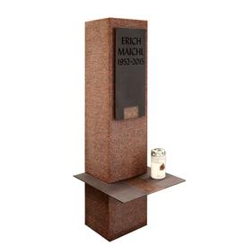 Einzelgrabstein Stele in rotem Granit Ruby Red mit...
