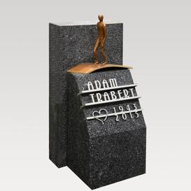 Kleiner Grabstein für ein Urnengrab mit Bronze Figur -...