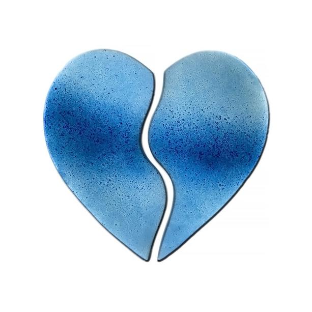 Blaue Glasdeko in Herzform - Glasornament S-15