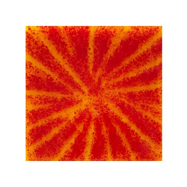 Quadratischer Glaseinsatz rot-gelbes Muster - Glasornament Qu-20