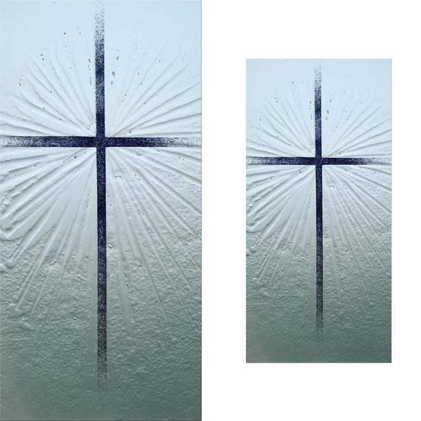 Rechteckiges Glasornament mit Kreuz - Glasornament Re-13