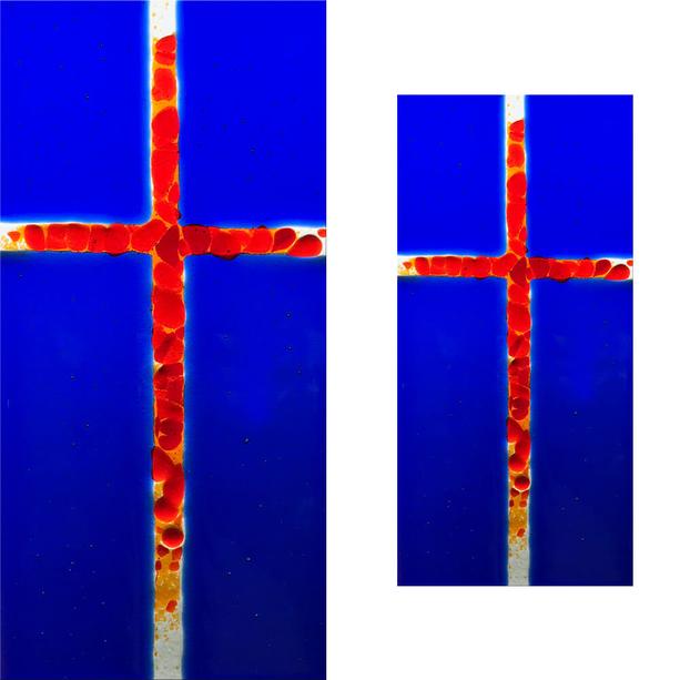 Rechteckiges Glaselement Kreuz mit Textur - Glasornament Re-23