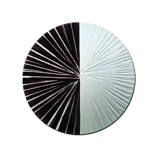 Kontraststarkes rundes Glaselement schwarz-weiß - Glasornament R-38