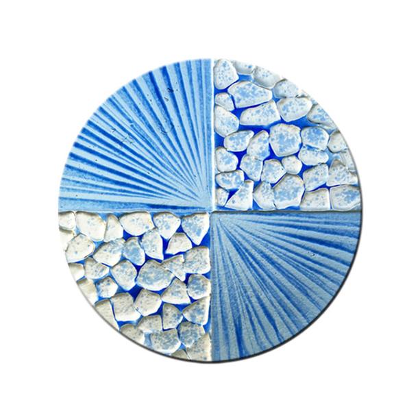 Glaselement in blau weißen Muster rund - Glasornament R-56