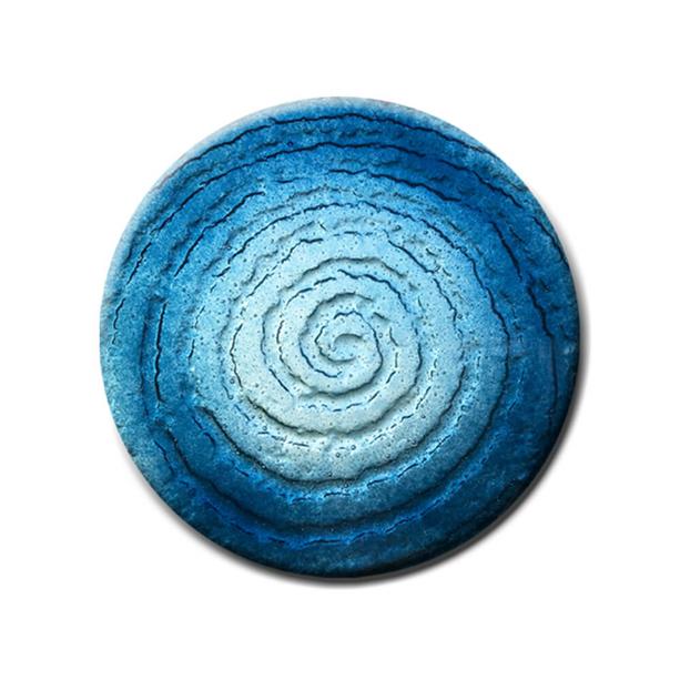 Runde Glasdeko mit Spiralform blau - Glasornament R-62