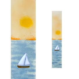 Glasstele Boot auf dem Meer und Sonne - Glasstele S-139
