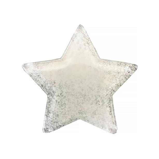 Sternförmiges Ornamentglas in strahlendem Weiß - Glasornament S-16