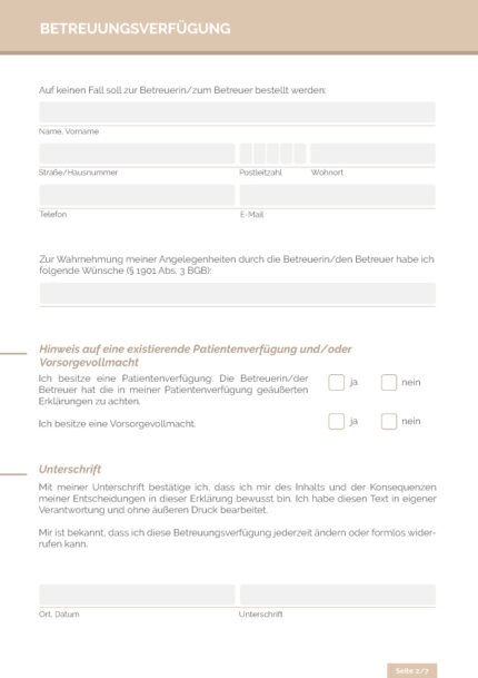 BETREUUNGSVERFÜGUNG SEITE 2