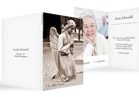 Einladung zur Trauerfeier mit persönlich ausgewählten Bildmotiven © kartenmacherei.de