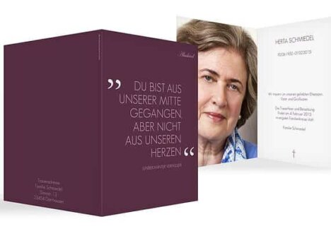 Persönliche Trauerkarte mit Bild innen © kartenmacherei.de