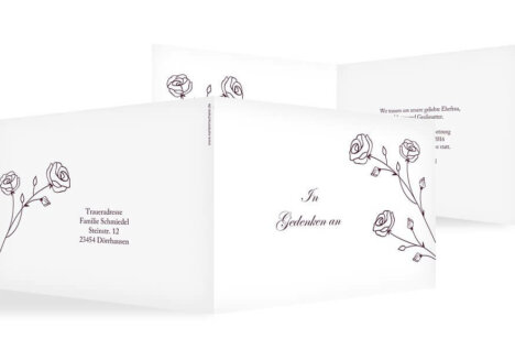 Trauerkarte mit schlichter Rose © kartenmacherei.de