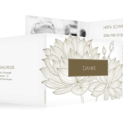 Trauerkarte als Danksagung mit Blumen-Motiv © kartenmacherei.de